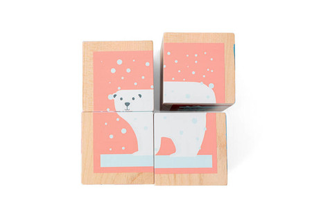 BS Toys, 4 drewniane klocki/puzzle Zwierzęta Arktyki
