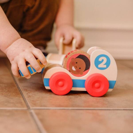 Dwa drewniane samochodziki wyścigowe GO Tots Melissa and Doug
