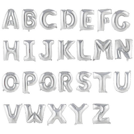 Balon foliowy alfabet LITERA SREBRNA 32" 57 cm (na hel lub powietrze)