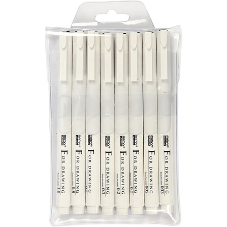 Cienkopisy kreślarskie Czarne 8 szt.