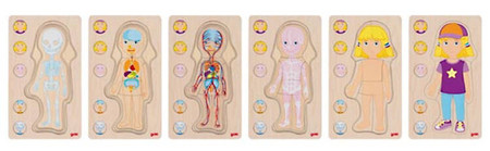 Drewniana układanka anatomia ciała dziewczynka Goki 57362