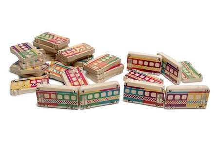 BS Toys, drewniane domino Pociągi ( 5 sposobów łączenia)