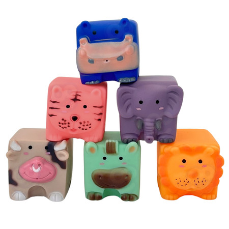 WOOPIE Klocki Sensoryczne Układanka do Ściskania Wody Dźwięk Zwierzątka 6 el.