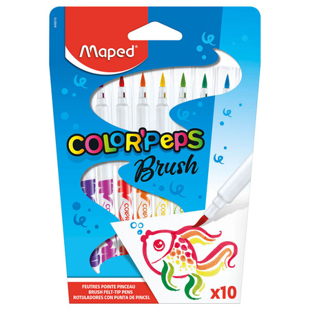 Flamastry Colorpeps Brush 10 szt Pud. Z  Zaw.