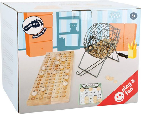 Bingo MAXI z drewnianymi kuleczkami i metalowym bębnem