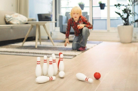 Drewniane kręgle biało-czerwone Buiten Speel