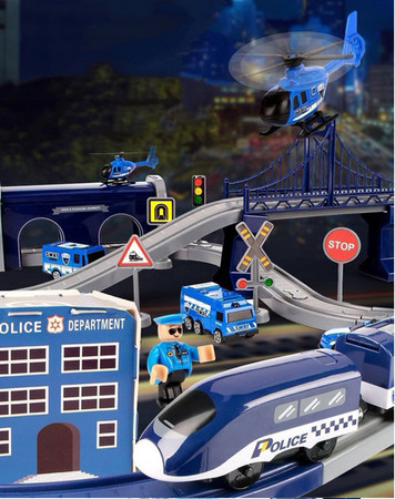 WOOPIE Kolejka  Elektryczna Tor samochodowy Komisariat Policji Helikopter Auta 92 el.
