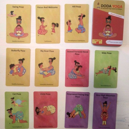 Karty Doda Yoga The Purple Cow - Joga karty z pozycjami Rodzice i Dzieci EN