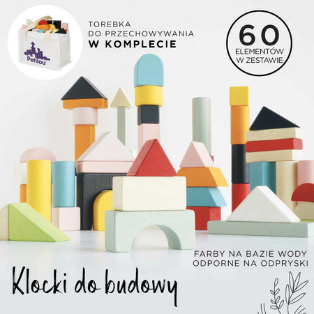 Drewniane klocki zestaw 60 sztuk zabawka edukacyjna dla dzieci, Le Toy Van