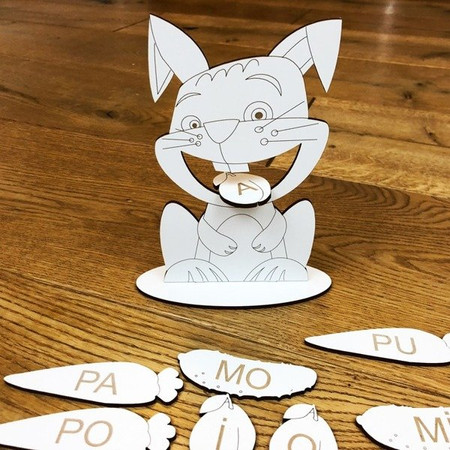 Królik Sylabowy - Drewniana układanka do nauki czytania metoda krakowską