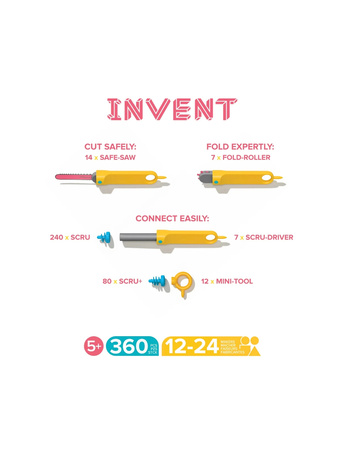 Zestaw narzędzi do konstruowania DIY Makedo - Invent 360 el.
