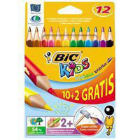 Kredki ołówkowe 12 kolorów trójkątne BIC Kids