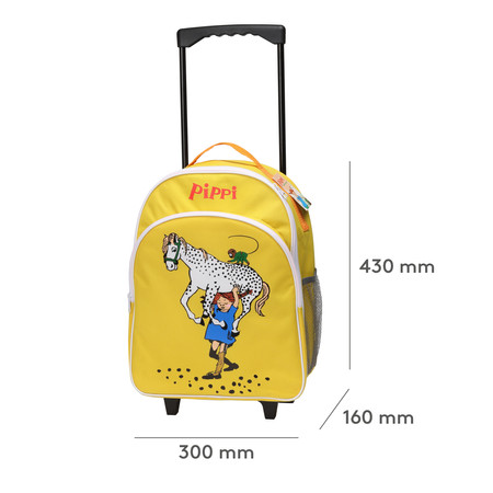 Walizka na kółkach dla dzieci żółta akcesoria podróż zabawka wyprawka Pippi