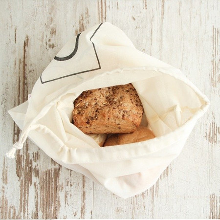 Bag-again, Worek z organicznej bawełny z nadrukiem "BREAD", 47 x 31 cm