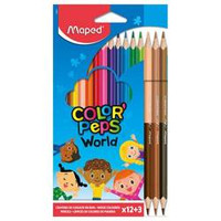 Kredki Colorpeps World Trójkątne 12 Szt Plus 3 Szt Duo