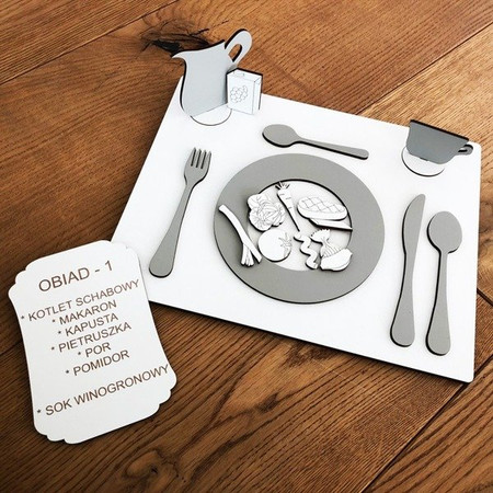 Drewniana układanka edukacyjna Wiem co jem