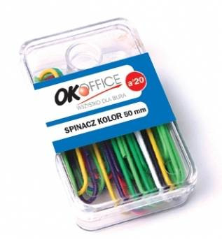 Spinacze kolorowe 50 mm 20 szt OKoffice