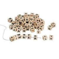 Drewniane koraliki z literkami do nawlekania naturalne Goki
