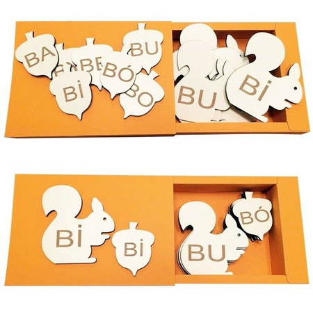 Układanka Dopasowywanie sylab z B - Wiewiórka i żołądź