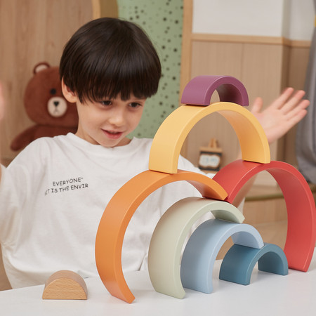 VIGA PolarB Drewniana Tęcza Układanka Klocki Kreatywne Montessori