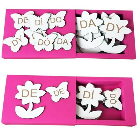 Układanka Dopasowywanie sylab z D - Kwiat i motyl