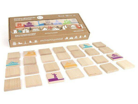 Drewniana gra edukacyjna Domino świat 5l+ MILANIWOOD