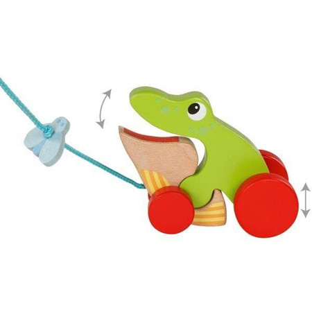 Drewniana żabka do ciągnięcia na sznurku