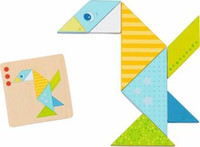 Tangram dla dzieci 37 el. drewniane klocki Kolorowy świat Goki 56316 układanki edukacyjne