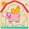 Tooky Toy Drewniane Puzzle Wielowarstwowe Tablica Zwierzątka na Farmie 7 el.