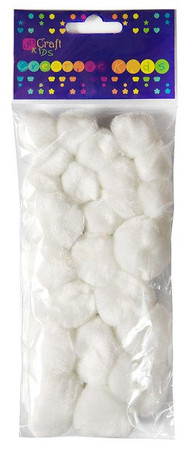 Pompony białe 24 sztuki mix rozmiarów