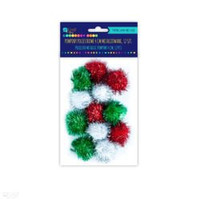 Pompony świąteczne kolory 12 sztuk średnica 4cm