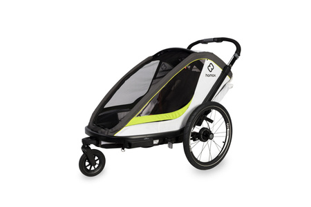 Hamax - Przyczepka rowerowa BREEZE z zestawem do biegania, podwójna - White/green
