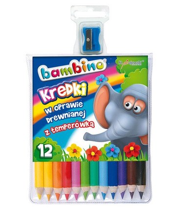Kredki Bambino w drewnianej oprawie z temperówką 12 kolorów