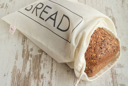 Bag-again, Worek z organicznej bawełny z nadrukiem "BREAD", 47 x 31 cm