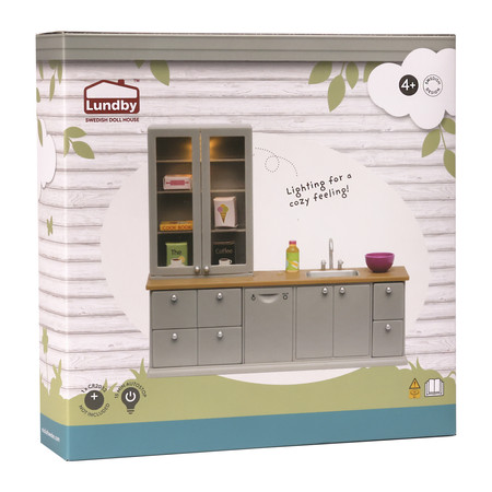 Zestaw mebli kuchennych do domku dla lalek, kredens, kuchnia zabawka Lundby