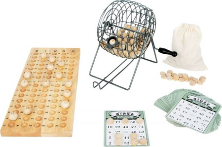 Bingo MAXI z drewnianymi kuleczkami i metalowym bębnem