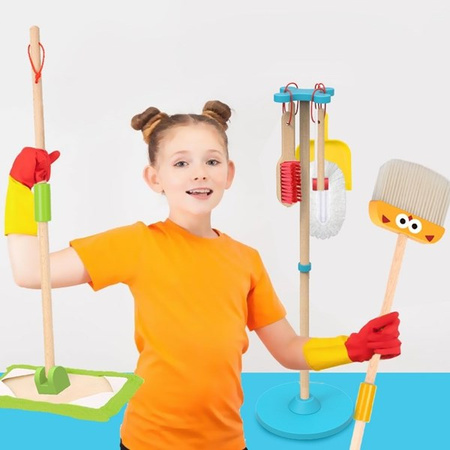TOOKY TOY Drewniany Zestaw do Sprzątania dla Dzieci 6 el.