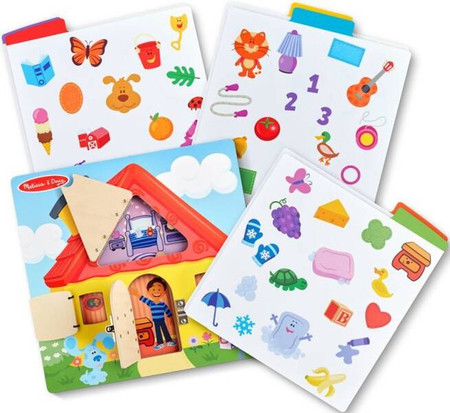 Drewniana tablica aktywności z okienkami Domek Melissa & Doug