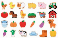 Drewniane magnesy farma 24 szt.