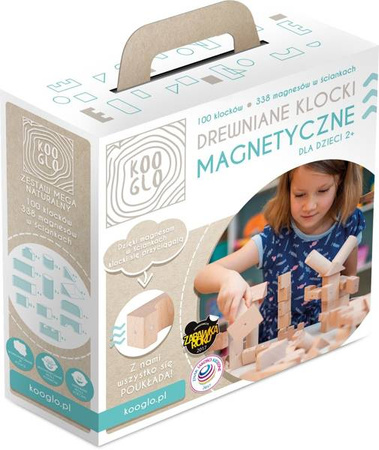 Klocki drewniane magnetyczne  Kooglo Mega Natural 100 el.