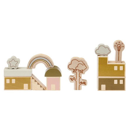 Klocki drewniane Premium zestaw Miasto, zabawa klockami, dla dzieci, Micki