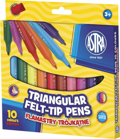 Flamastry 10 kolorów trójkątne jumbo Astra