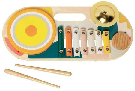 Zestaw muzyczny dla dzieci z drewna Beats to Go 159120-Manhattan Toy, instrumenty dla dzieci