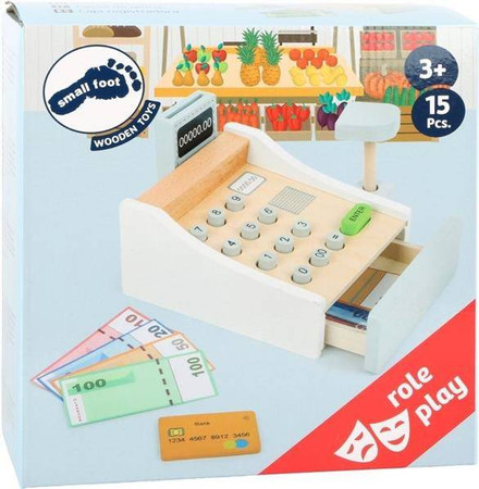 Drewniana kasa dla dzieci Nauka liczenia 11099-Small Foot, zabawa w sklep