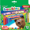 Kredki Bambino w drewnianej oprawie trójkątne z temperówką 12 kolorów