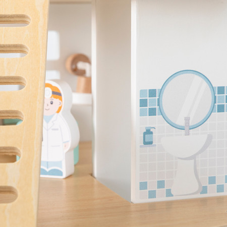 VIGA Drewniany Szpital Z Karetką Winda Zestaw 15 el