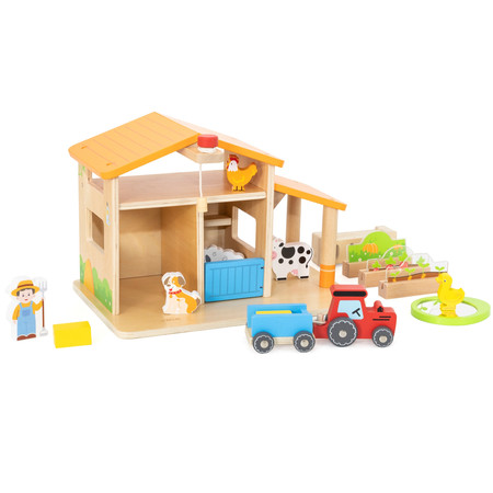 VIGA Drewniana Farma Dom Farmera Z Ogródkiem I Traktorem 21 el