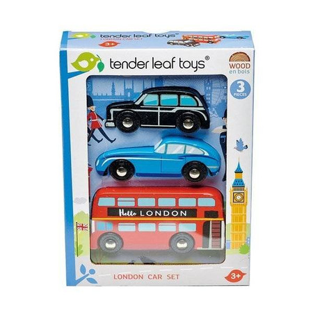 Drewniany zestaw samochodów - Londyn, 3 sztuki, Tender Leaf Toys