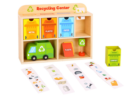 TOOKY TOY Drewniane Centrum Recyklingu Edukacyjny Sorter