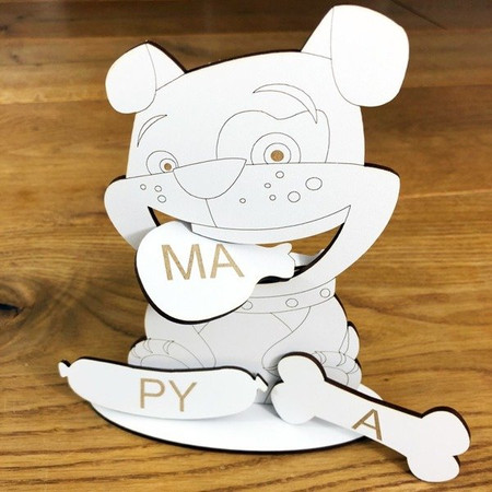 Piesek Sylabowy - Drewniana układanka do nauki czytania metoda krakowską